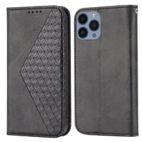 Funda Flip Foxdock Para Iphone 14 Pro Max , Estilo Billetera Con Diseño Rombo, Correa De Mano Y Soporte, Uso Diario