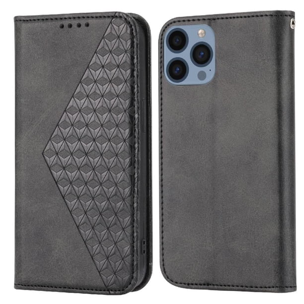Funda Flip FOXDOCK para iPhone 14 Pro Max , Estilo Billetera con Diseño Rombo, Correa de Mano y Soporte, Uso Diario