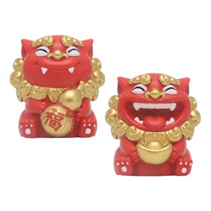 Magideal - 2 Uds Mini Estatua De León Colección De Estatuillas De León Adorno De Escritorio Estatuilla En Miniatura Para Gabinete Regalo De Recuerdo Del Festival