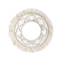 Magideal - Tapiz Tejido De Macramé Para Colgar En La Pared Con Borlas Y Flecos De 13 Pulgadas, Corona De Arte Para Pared, Decoración Para Apartamento, Guardería, Blanco Denso