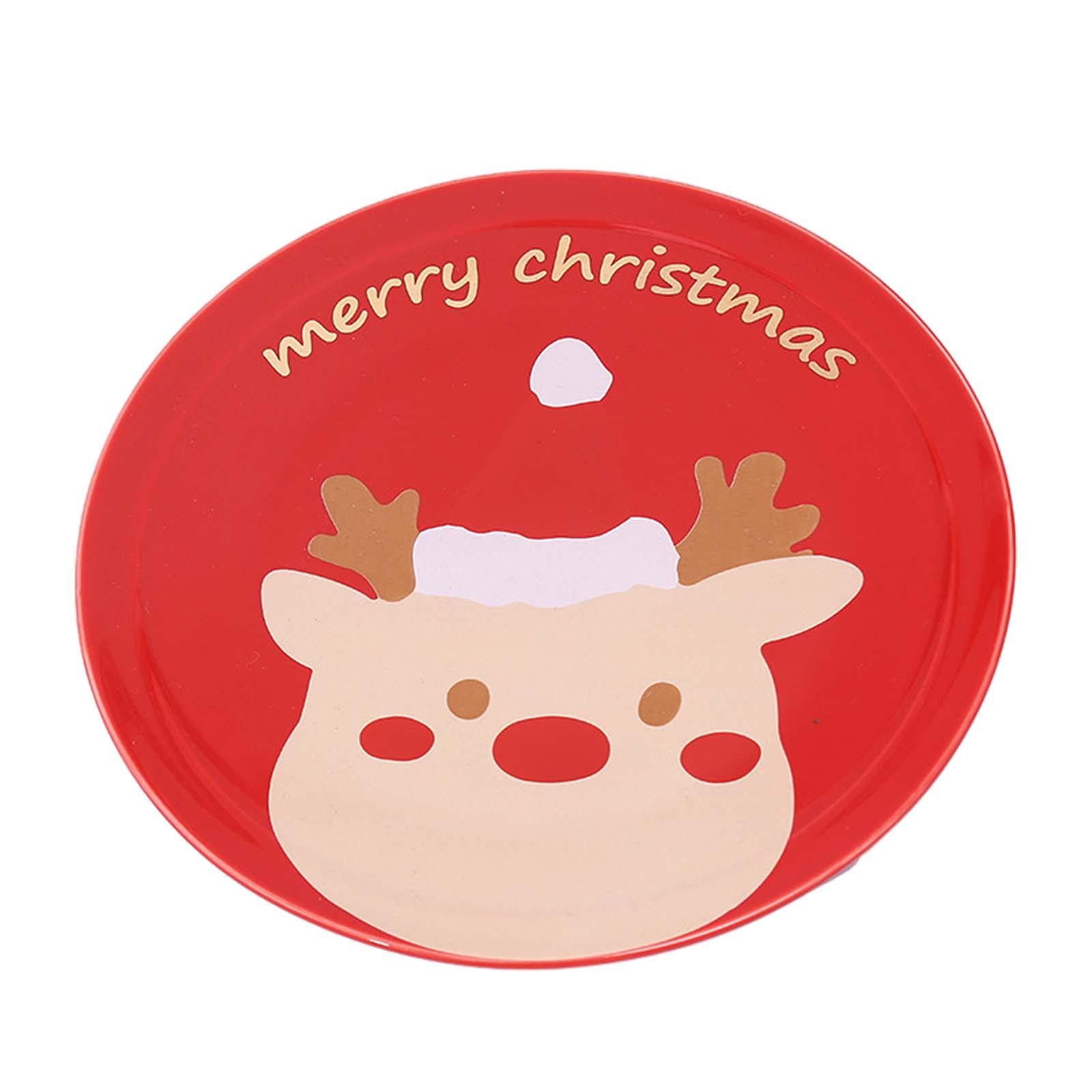 Magideal - Vajilla Navideña, Platos Para Cena, Configuración De Mesa, Patrones Navideños, Plato De Ensalada De Frutas Para Cualquier Ocasión Especial Y Festival Alce De 10 Pulgadas