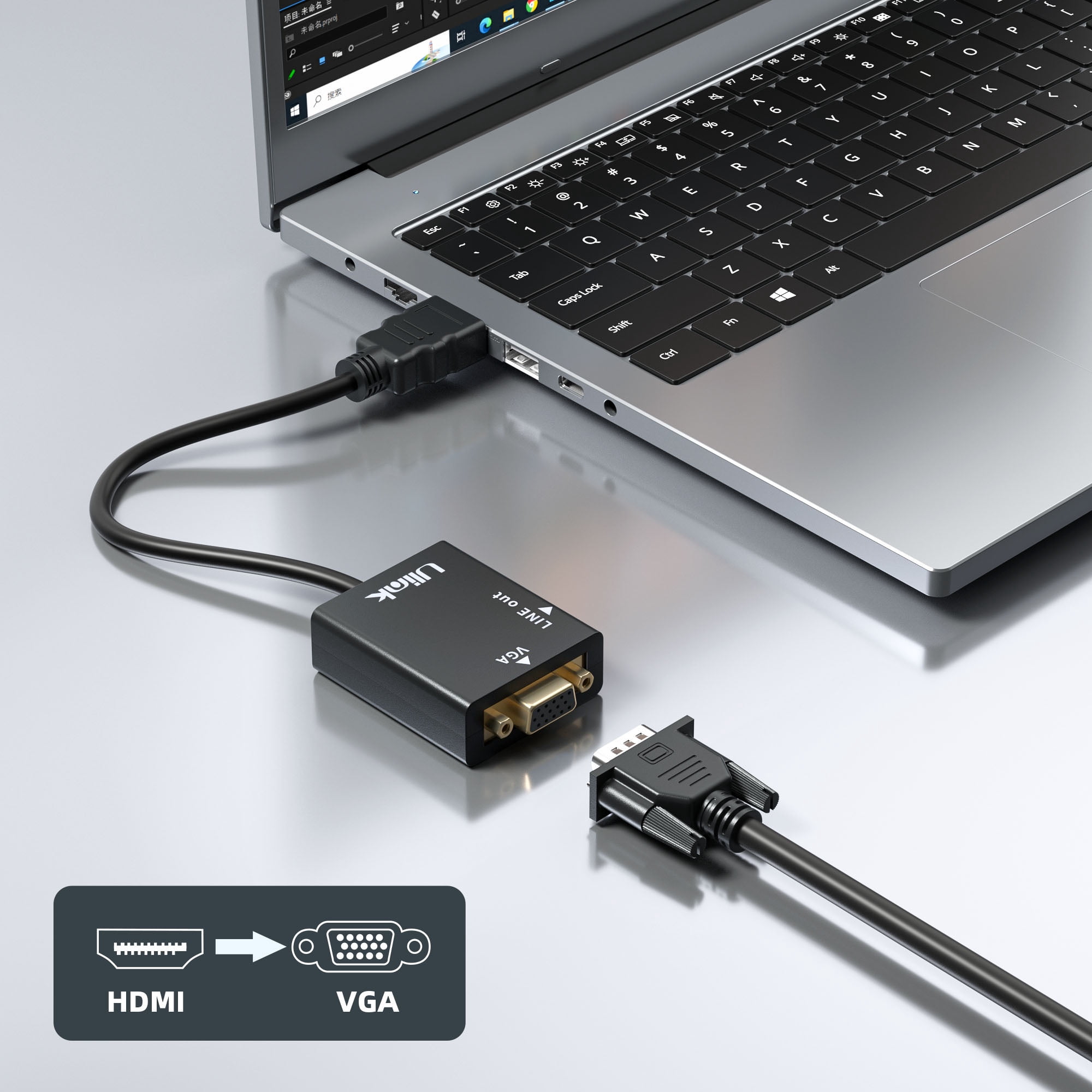 Ulink - Adaptador De Hdmi A Vga + Audio Portable