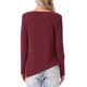 thumbnail image 3 of INSPIRE CHIC Blusa con Cuello de Barco para Mujer, Dobladillo Asimétrico, Abertura Lateral, Manga Larga, Camiseta Casual de Otoño Invierno, Talla L, Rojo, 3 of 6