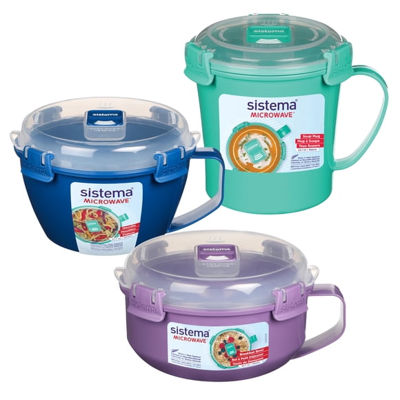 Recipientes para microondas Sistema Soup Porridge Noodle, 3 unidades, rojos