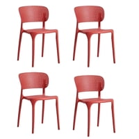 Tevere - Pack De 4 Sillas De Comedor Terraza Moderna Apilables Rojas