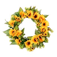 Bothyi - Guirnalda De Girasol Artificial De 18 Pulgadas, Hojas Verdes Para Puerta Delantera Para Boda En Casa