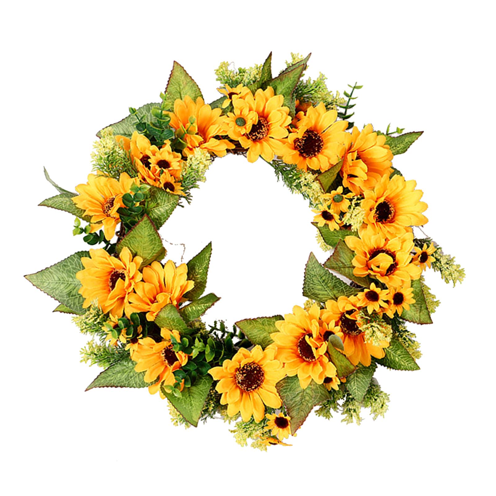 Bothyi - Guirnalda De Girasol Artificial De 18 Pulgadas, Hojas Verdes Para Puerta Delantera Para Boda En Casa