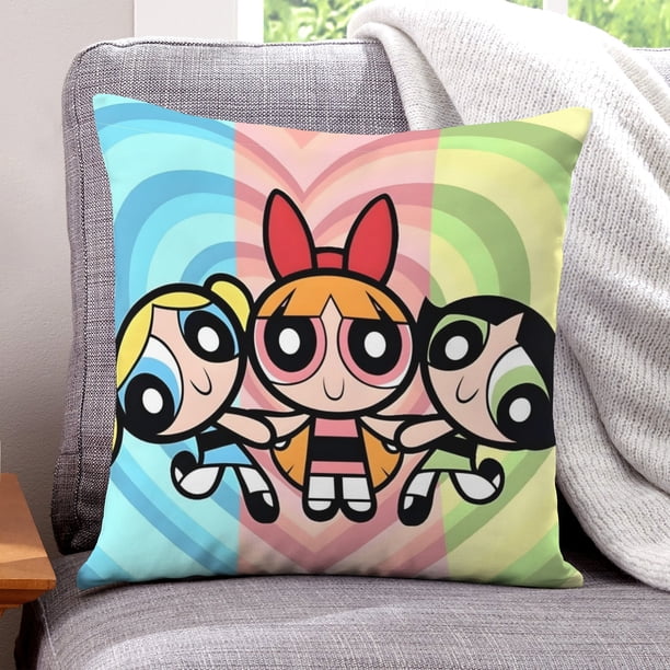 Las Chicas Superpoderosas Fundas de almohada de terciopelo con tema, regalos de funda de almohada, decoración para el hogar, cojín de lanzar, regalo de cumpleaños para fans y parejas.40*40cm.