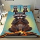 thumbnail image 1 of Mapache Conjunto de sábanas temático, trío de piezas, cómodo y amigable con la piel, diseño único, regalo de decoración para el hogar para familiares, amigos y fans,135cm *200cm, 1 of 6