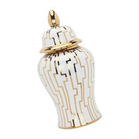 Bothyi - Florero Templo Tarro Almacenamiento Cerámica Jengibre Tarro Oro 17X17X37Cm