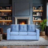 Muebles Altiro - Sofá Emanuel 3 Cuerpos - Tela Felpa Azul Petroleo