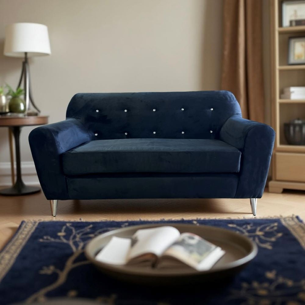 Muebles New - Sofa Dos Cuerpos Negro Felpa