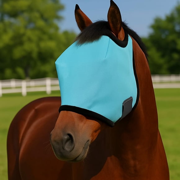 Máscara antimoscas para caballo Yuuigar con protección UV, transpirable y ajustable