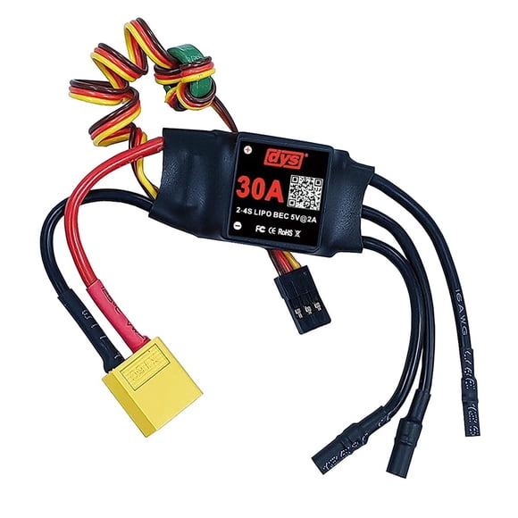 Controlador electrónico de velocidad DYSRC 30A 2-4S 5V/2A BEC con conector XT60 para aviones RC