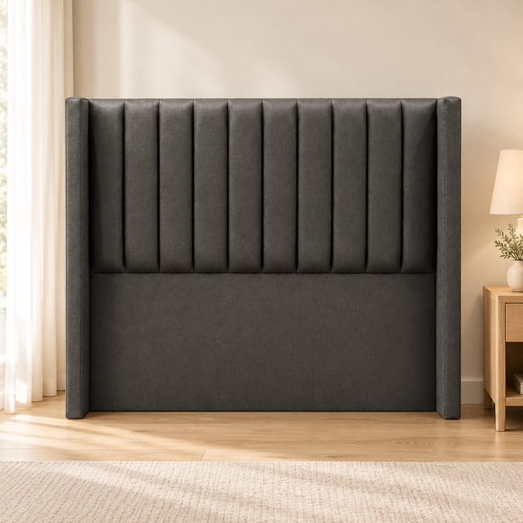 Respaldo Cama 2 Plaza Lineal Moderno Lino Premium Color Gris