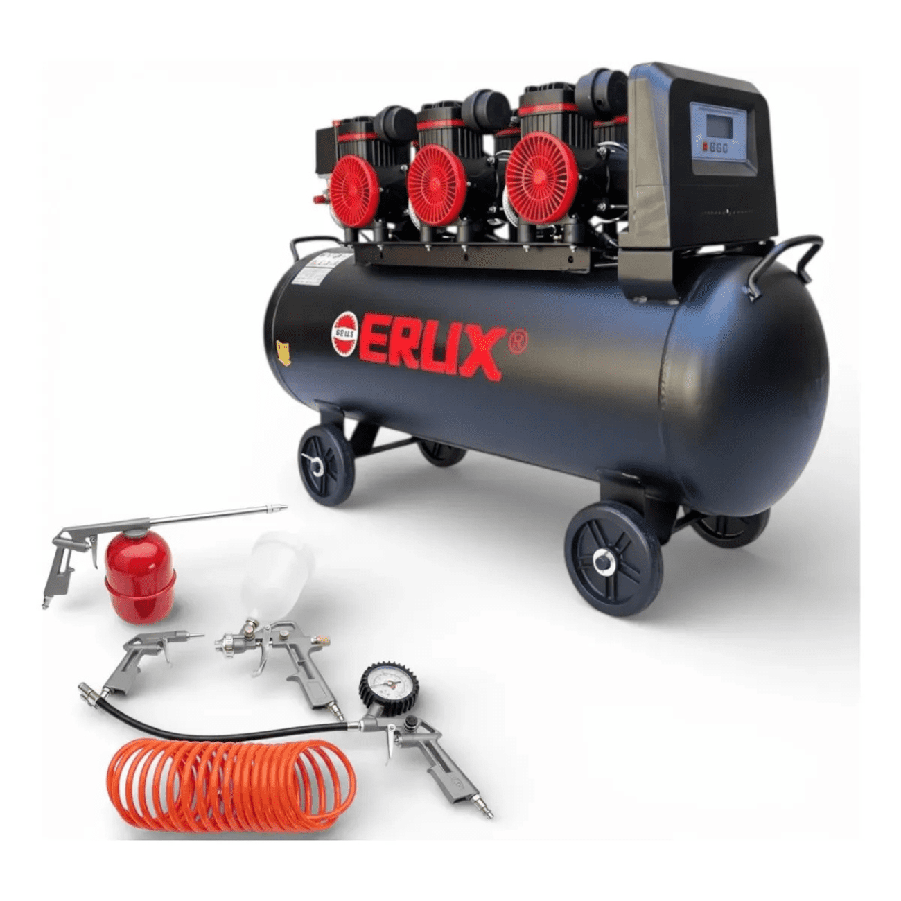 Compresor De Aire Erux 100l 2400w Oil-free Digital Negro 50hz Monofásica