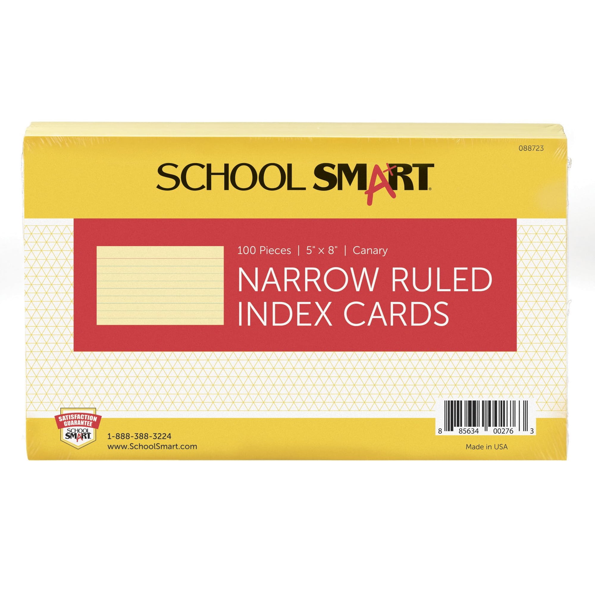 Index Cards School Smart Ruled Canary De 5 X 8 Pulgadas, Paquete De 100