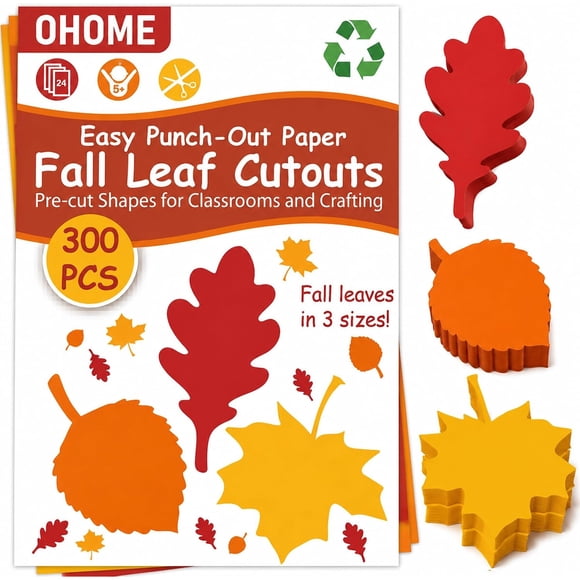 Thanksgiving Crafts for Kids 300 PCS Fall Leaves Cutouts
