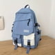 thumbnail image 1 of Preppy Style Student School Bag: Color Contrast Flap Laptop Backpack for Casual Travel, 1 of 5
