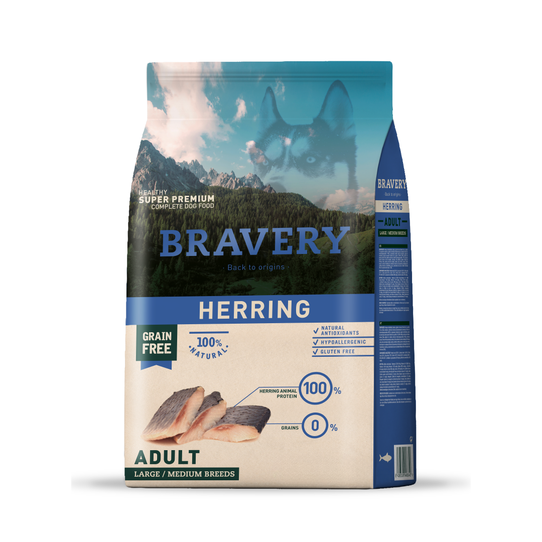 Bravery Perro Adulto Mediano/Grande Arenque (Herring) 4 Kg.
