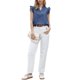thumbnail image 2 of INSPIRE CHIC Top de Mezclilla sin Mangas para Mujer con Mangas Volantes Lindas, Cuello en V con Cuello, Blusa Casual de Jean S Azul, 2 of 6
