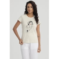 Fashionspark - Polera Mujer Print Mujeres Con Aplicación Beige
