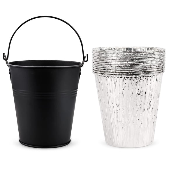 Cubo para engrasar por goteo QuliMetal con 15 paquetes de papel de aluminio desechable