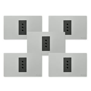 Want - Pack 5 Tomacorriente Simple Metálico 10A - Gris Negro