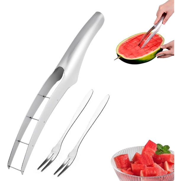 Cortador sandía 2 tenedores acero inoxidable cubos sacabolas melón set