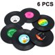 thumbnail image 1 of Juego de 6 posavasos retro con diseño de disco de vinilo para bebidas: protege el escritorio y evita daños en los muebles., 1 of 8