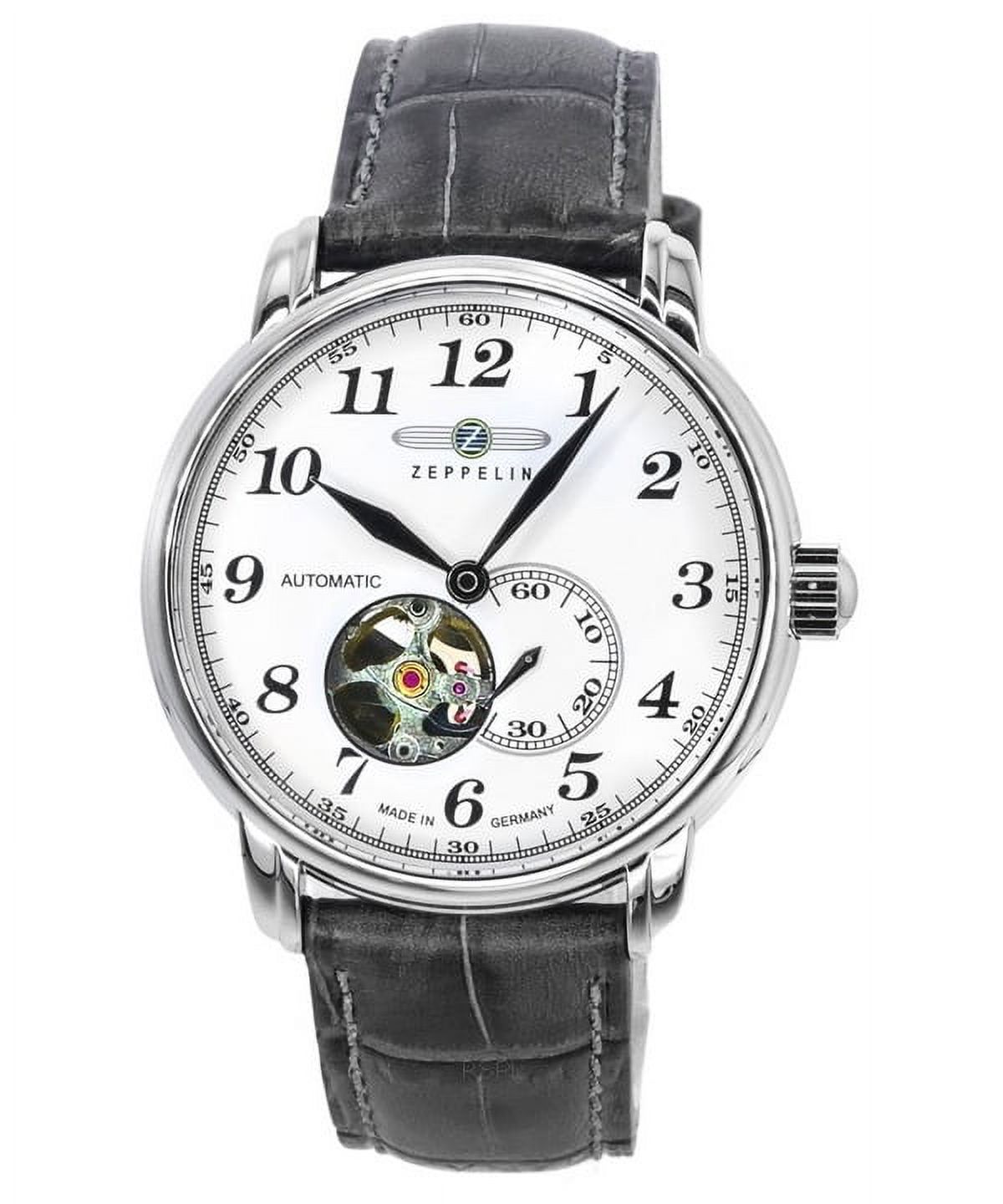 Reloj Zeppelin Lz127 Graf Leather Strap White Open Heart Dial Automatic 76661 Men'S Watch