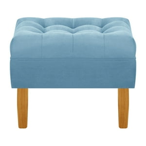 Bodevir - Pouf Wood 1C Felpa 04 Azul Petroleo