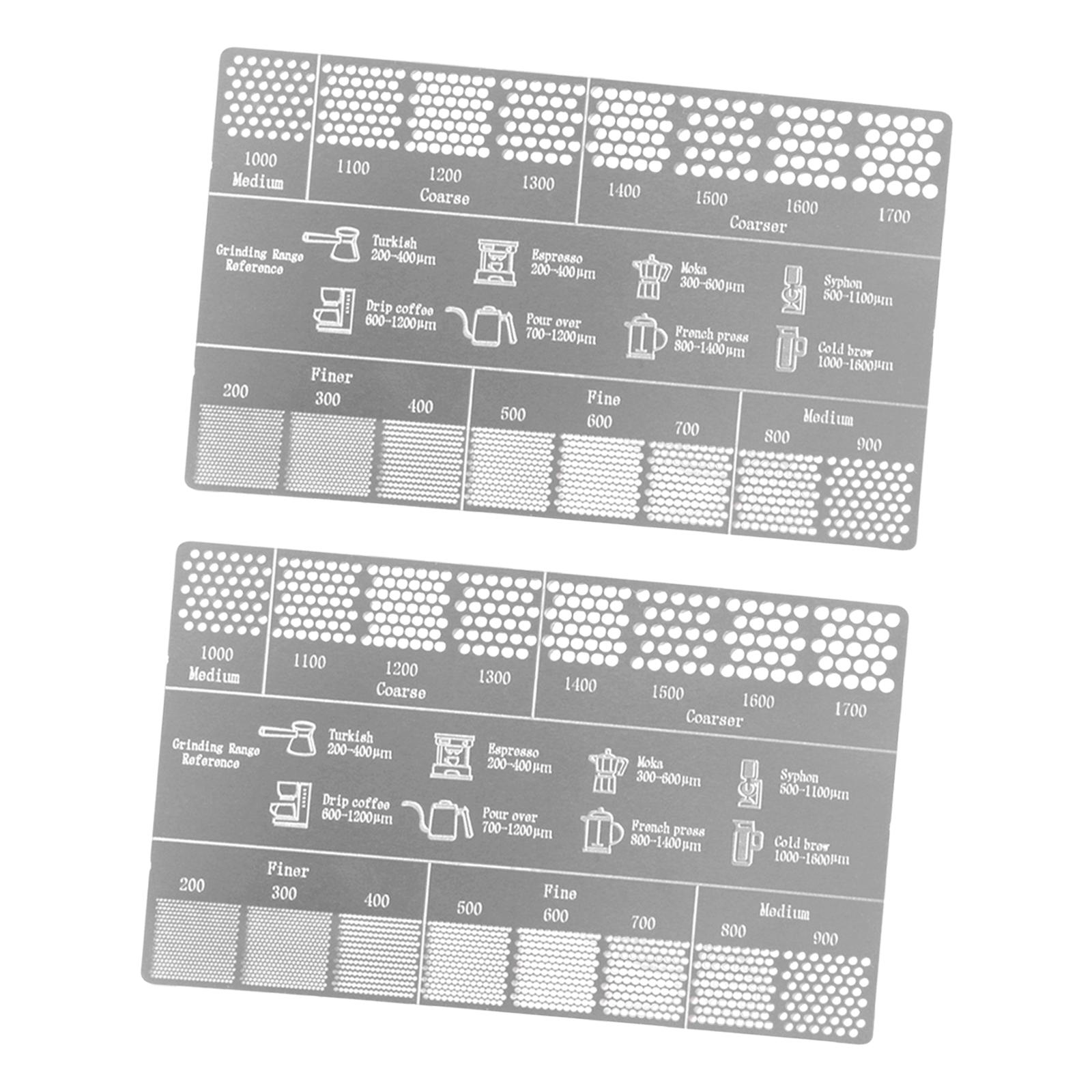 Magideal - Regla De Medición De Café Molido De 200 Micrones, Tarjeta De Comparación Compacta Para Cocina Y Cafetería, Herramienta De Medición Resistente A 2 Piezas