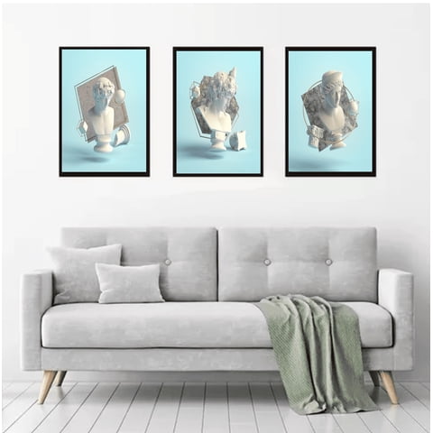 Genérico - Cuadros Decorativos Escultura Pack X 3 Uds 35X50 Cm C/U