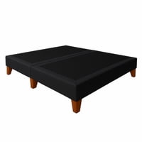 Ethan Desing - Base De Cama 2 Plazas Gris Grafito En Lino