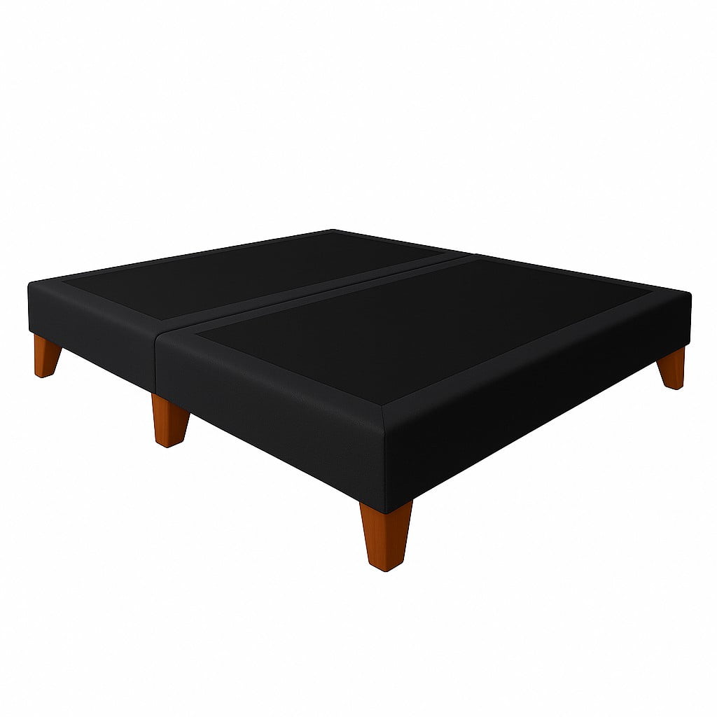 Ethan Desing - Base De Cama 2 Plazas Gris Grafito En Lino