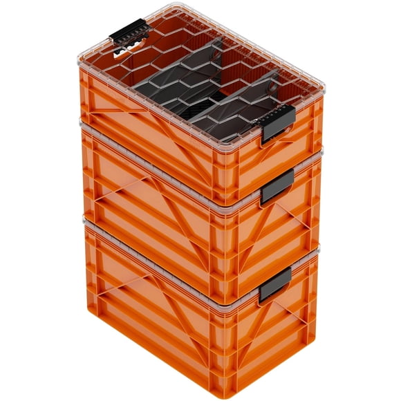 Cajas de almacenamiento SIDIO Pro Pack naranja apilables con tapas