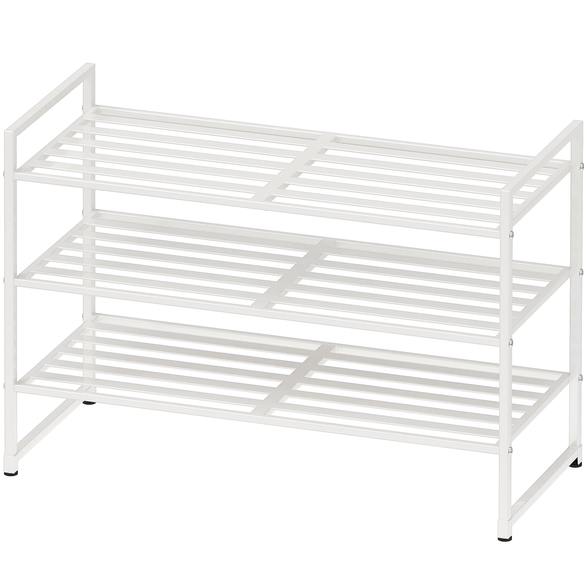 Zapatero Simple Houseware Panel De Metal Apilable De 3 Niveles, Blanco