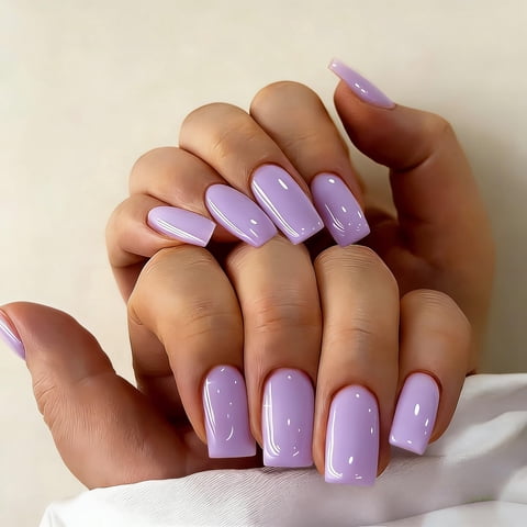 Press On Nails Joyvvew, Morado Claro, Cuadrado Medio, Lila
