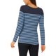 thumbnail image 3 of INSPIRE CHIC Blusa de Mujer para Regreso a Clases con Bloque de Color a Rayas de Manga Larga Camiseta Casual M Azul Marino, 3 of 5
