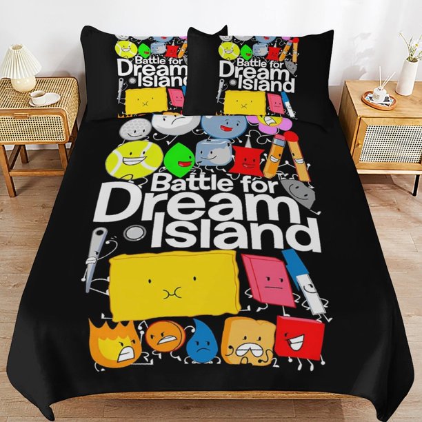 x536 Battle for Dream Island BFDI Bed Duvet Cover Microfiber Bedding Sets 3D Printed Lightweight 3 Piece Comforter Sets, 1 Duvet Cover And 2 Pillow Shams for Kids Boys Girls 90"x90" jn536