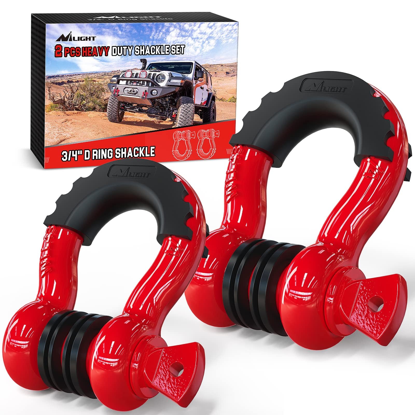 Grillete En Forma De D Nilight De 4,75 Toneladas De Capacidad Con Aisladores, Color Rojo