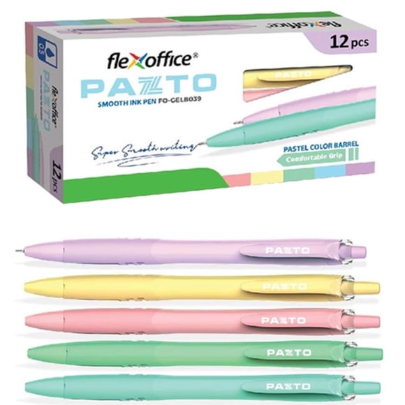 Bolígrafos de punta fina FLEXOFFICE 0,5 mm azul - paquete de 12