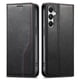 thumbnail image 1 of Funda tipo cartera para Samsung Galaxy A56 de piel con cierre magnético, ranuras para tarjetas y correa para la muñeca Negro, 1 of 6