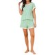 thumbnail image 2 of INSPIRE CHIC Conjunto de Pijama para Mujer Conjunto de Top a Rayas Casual y Pantalones Cortos 2 Piezas Mangas con Estilo Conjuntos Combinados con Bolsillos 2026 Verano L Verde, 2 of 6