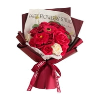 Magideal - Jabón Rosa Flor Ramo De Flores Centros De Mesa Decoración Del Día De San Valentín Elegante Día De San Valentín Flores Artificiales Para El Día De La , Rojo