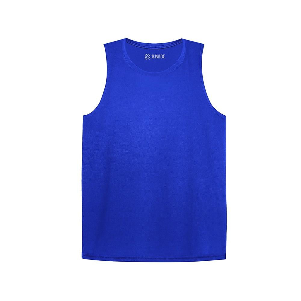Snix - Camiseta Infantil Dry Fit Sin Mangas Cuello Polo Azul Rey Talla 10