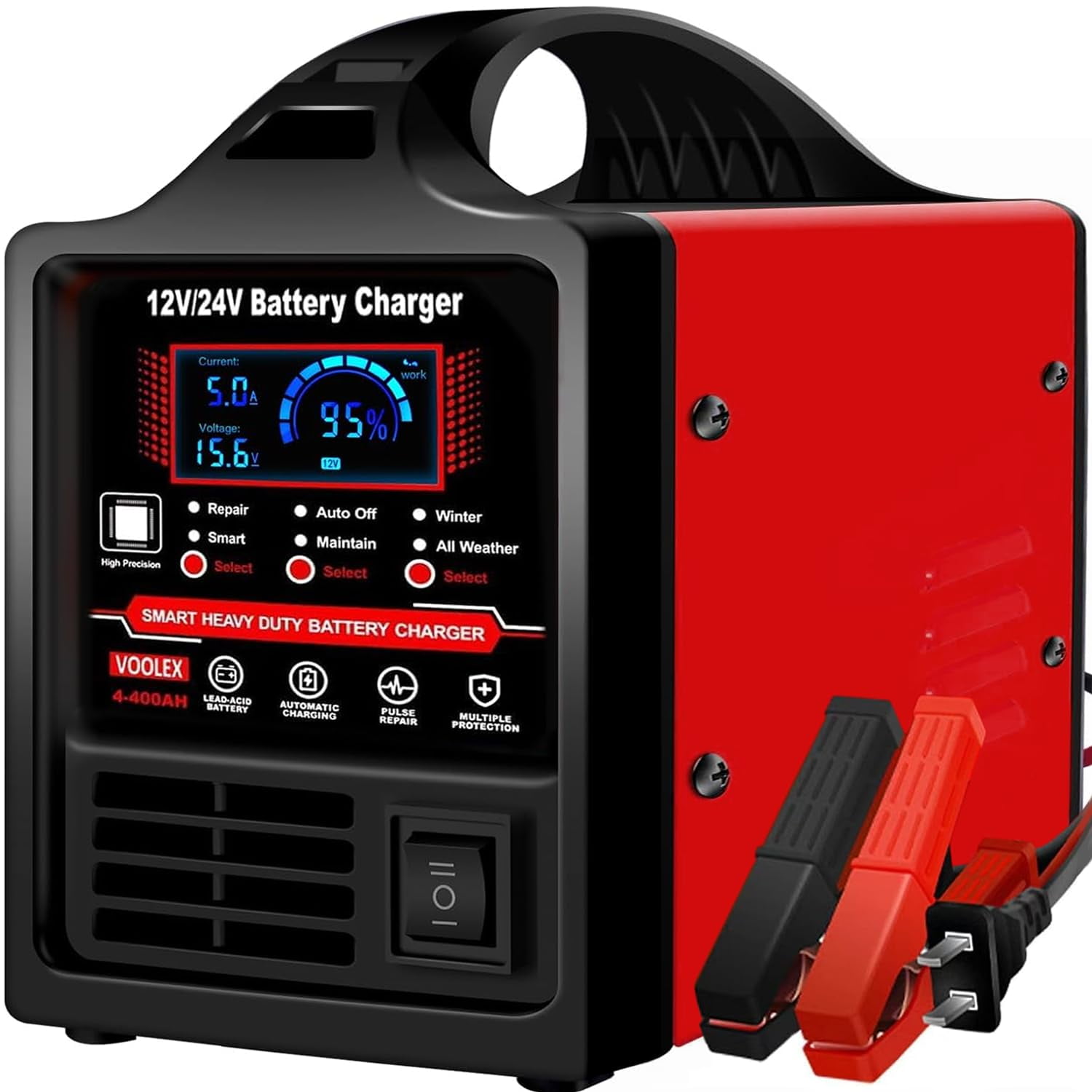 Cargador De Batería Para Auto Voolex 12v 24v 13,2 Kg, Modo Invierno, 110v