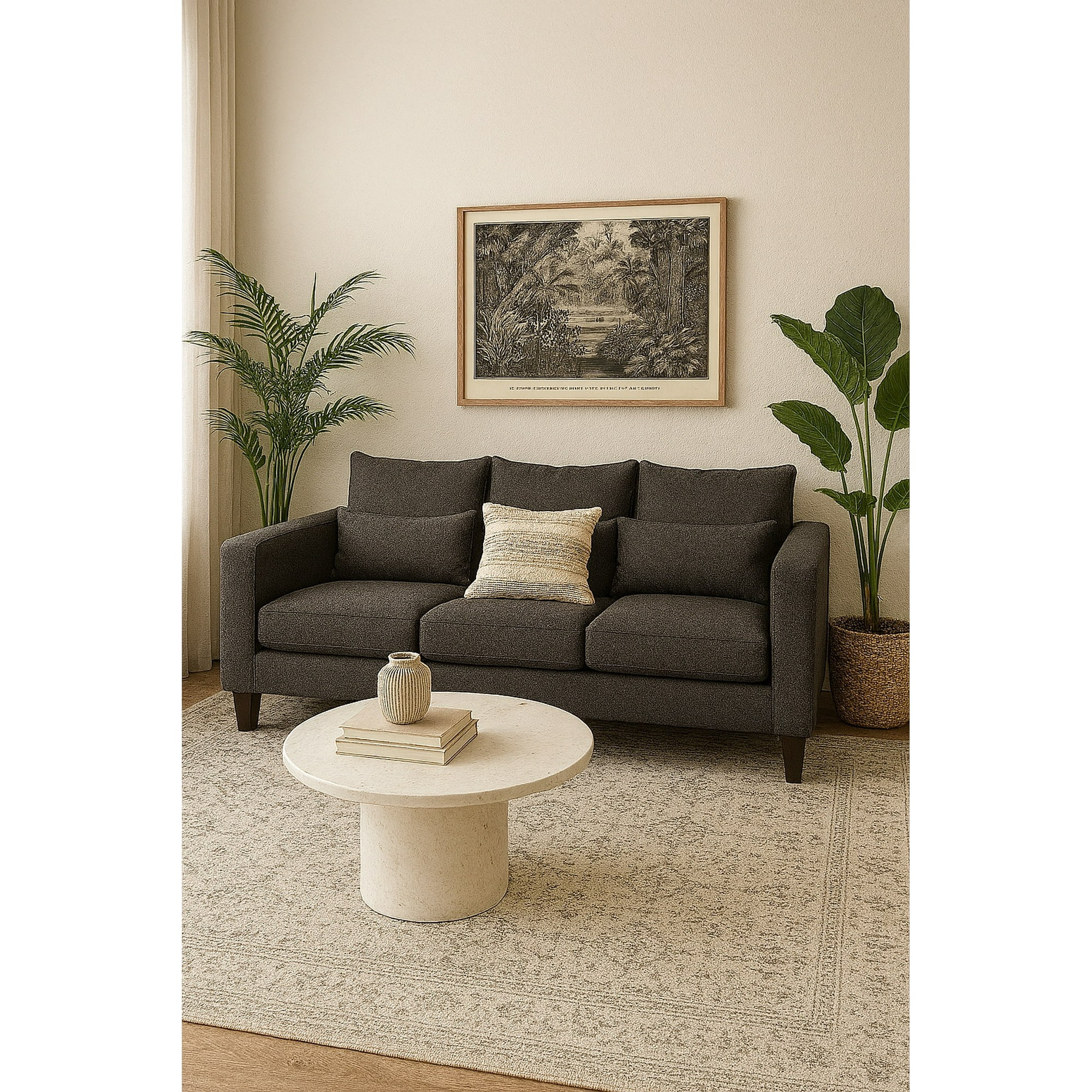 Casa Wow Deco - Sofá 3 Cuerpos Lagna Gris Oscuro Tela – Confort Y Estilo Para Tu Hogar