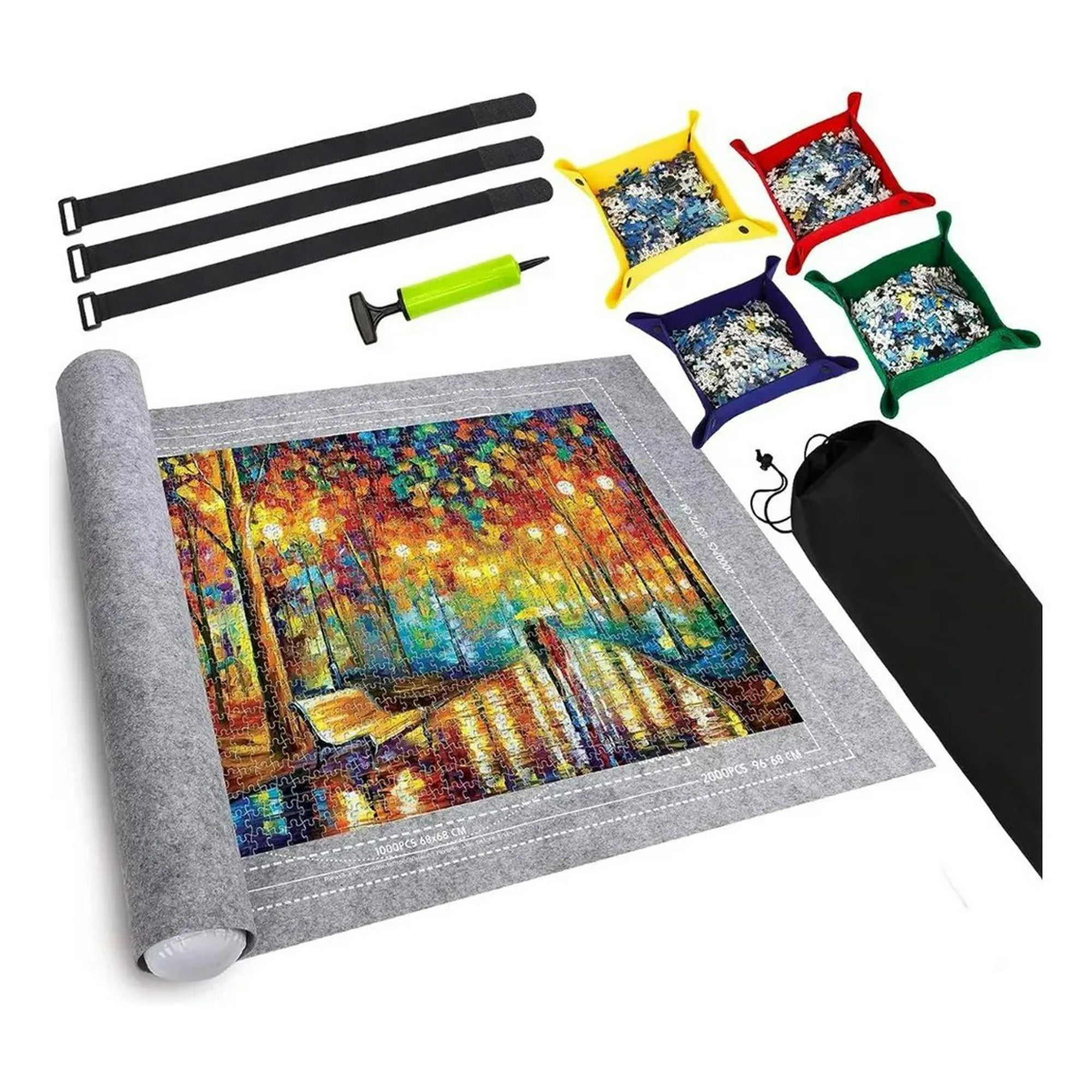 Genérica - Mat Para Puzzles 120x80cm Grande Con Inflador. Gris. Regalos Para Niños